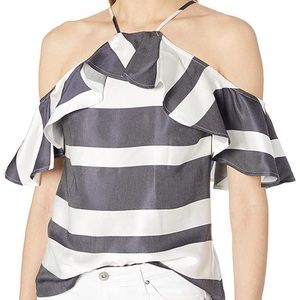 Trina Turk Olan Drapey Stripe Cold Shoulder Top